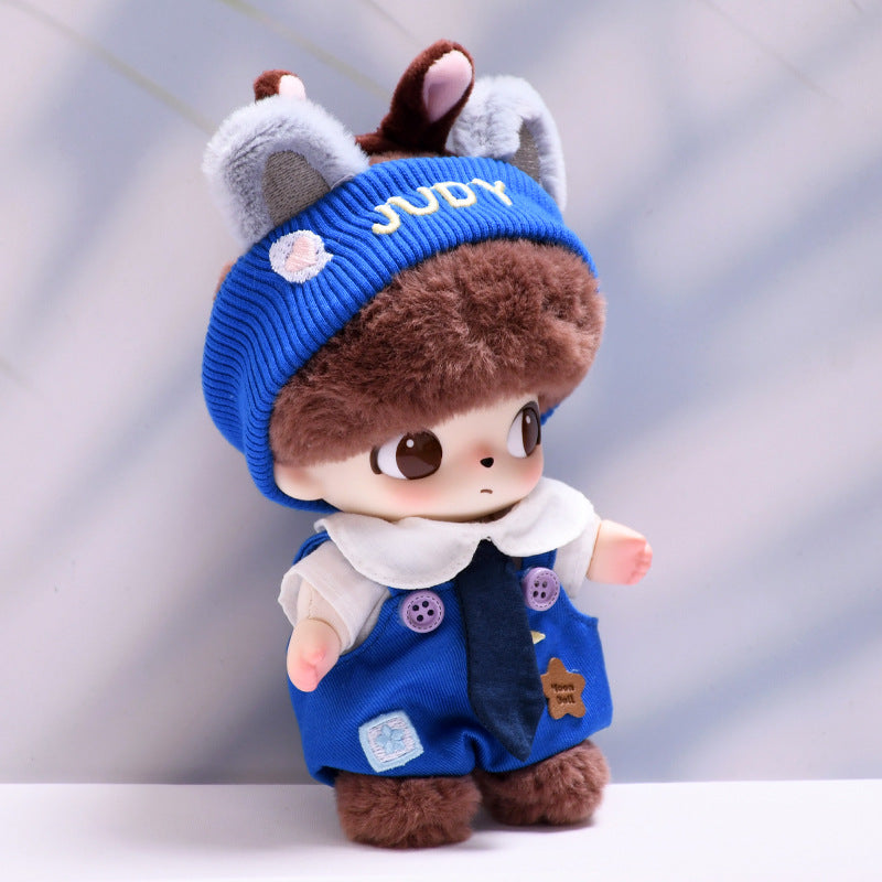 Handmade Labubu Outfit Blue Star Strap Pants Tie Headwear Set (not including dolls)