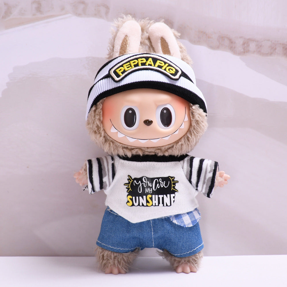 Handmade Labubu set can be paired with Labubu V1 Macaron and V2 seat sports trend shirt set vinyl LABUBU baby clothing replacement (excluding dolls)