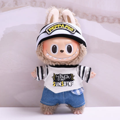 Handmade Labubu set can be paired with Labubu V1 Macaron and V2 seat sports trend shirt set vinyl LABUBU baby clothing replacement (excluding dolls)