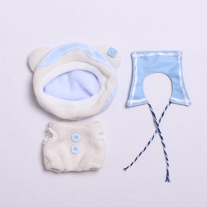 Handmade Labubu set can be paired with Labubu V1 Macaron and V2 seat accessories blue teddy bear hat set Labubu plush doll outfit (excluding dolls)