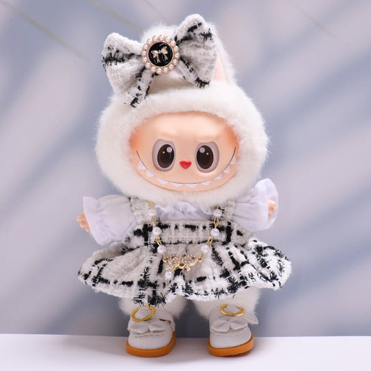 Handmade Labubu set can be paired with Labubu V1 Macaron and V2 seats with a small fragrant skirt bow set and white princess shoes (excluding dolls)