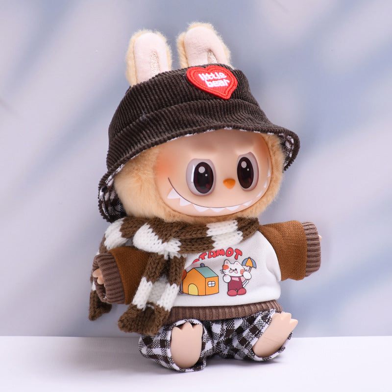 Handmade Labubu set can be paired with Labubu V1 Macaron and V2 seats including cat brown cat scarf set and Labubu doll outfit (excluding dolls)