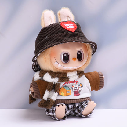Handmade Labubu set can be paired with Labubu V1 Macaron and V2 seats including cat brown cat scarf set and Labubu doll outfit (excluding dolls)