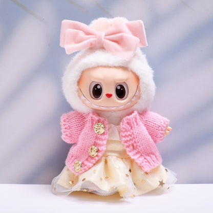 Handmade Labubu set can be paired with Labubu V1 Macaron and V2 seat pendants Labubu clothes gold powder yarn cardigans skirts Labubu doll outfits (excluding dolls)