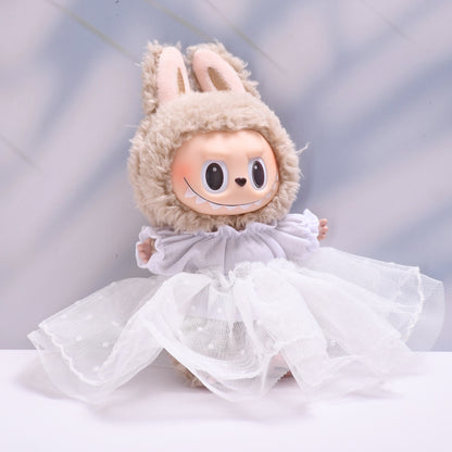 Handmade Labubu set can be paired with Labubu V1 Macaron and V2 seats straw hat wedding dress lace set Labubu doll outfit (excluding dolls)