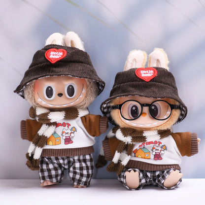Handmade Labubu set can be paired with Labubu V1 Macaron and V2 seats including cat brown cat scarf set and Labubu doll outfit (excluding dolls)