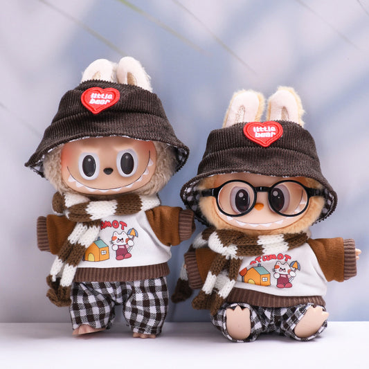 Handmade Labubu set can be paired with Labubu V1 Macaron and V2 seats including cat brown cat scarf set and Labubu doll outfit (excluding dolls)