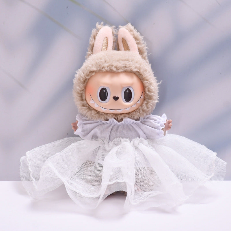 Handmade Labubu set can be paired with Labubu V1 Macaron and V2 seats straw hat wedding dress lace set Labubu doll outfit (excluding dolls)