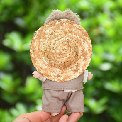 Handmade Labubu set can be paired with Labubu V1 Macaron and V2 seats with a 17cm vinyl pendant It is a gentleman's suit set with a straw hat and can be changed with Labubu (excluding dolls)