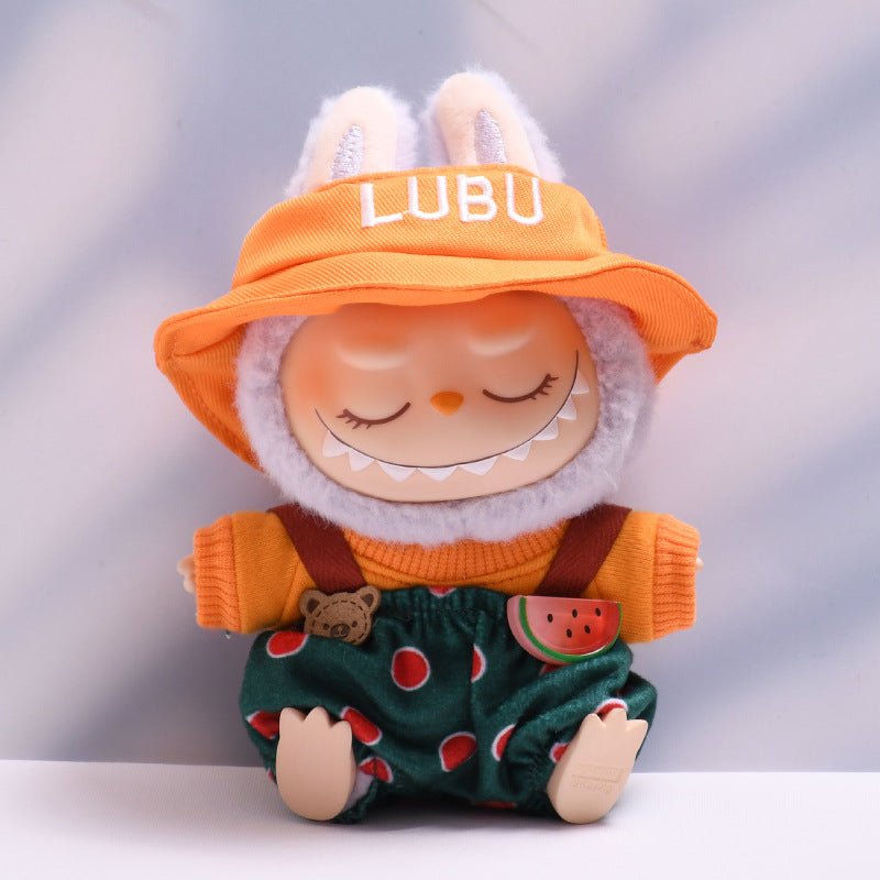 Handmade Labubu set can be paired with Labubu V1 Macaron and V2 seats yellow hats watermelon overalls ragdoll outfits (excluding dolls)
