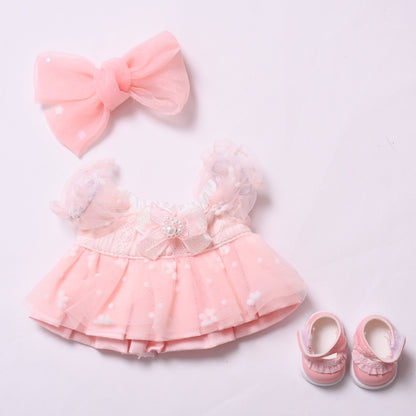 Handmade Labubu set can be paired with Labubu V1 Macaron and V2 seats with pink floral gauze skirt set and Labubu doll outfit (excluding dolls)