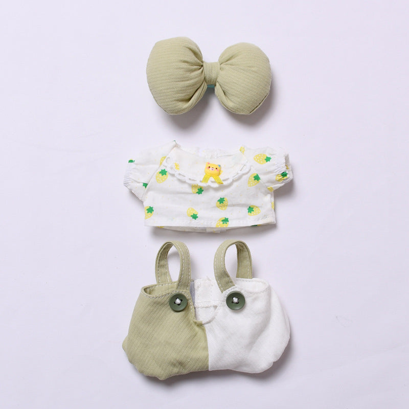 Handmade Labubu Outfit First and Second Generation Seating Labubu Cloth Pendant Clothes Labubu Baby Clothes Big Bow Strap Pants Set (not including dolls)
