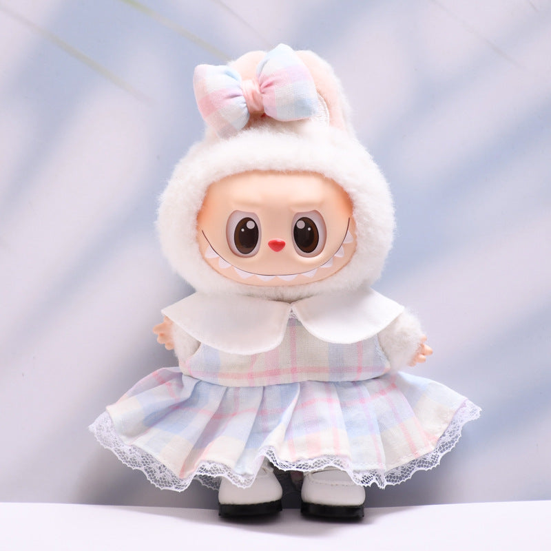 Handmade Labubu set can be paired with Labubu V1 Macaron and V2 seats featuring candy colored dresses and headpieces as well as white leather shoe sets for Labubu dolls (excluding dolls)