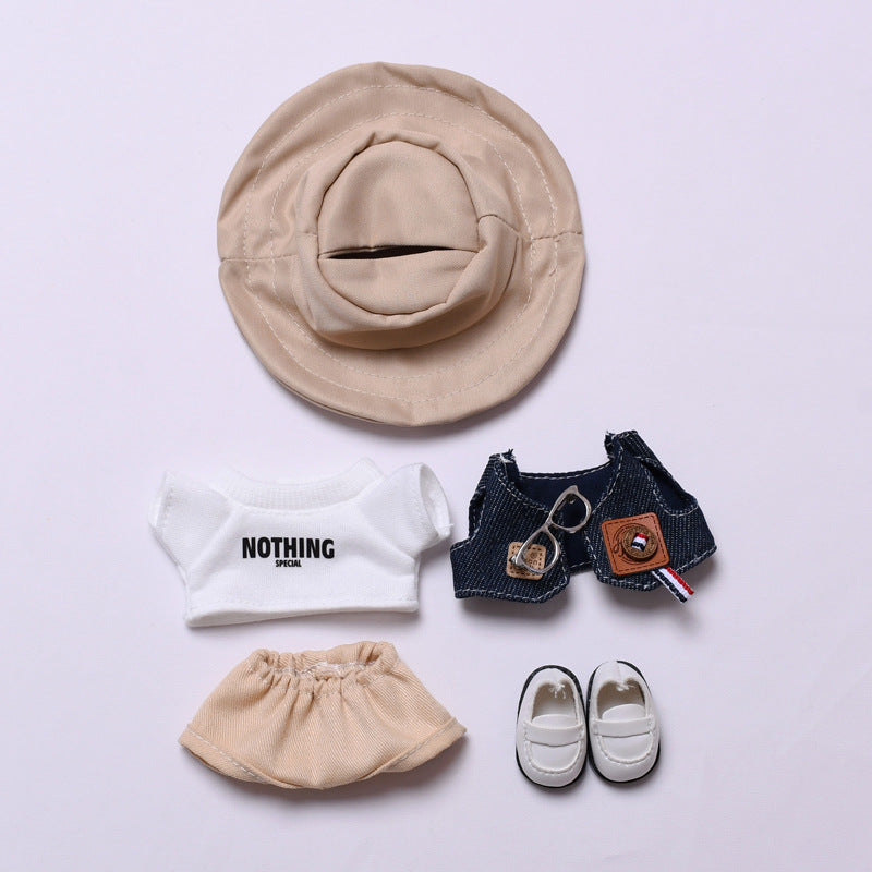 Handmade Labubu set can be paired with Labubu V1 Macaron and V2 seats denim vest glasses set Labubu doll clothing replacement (excluding dolls)