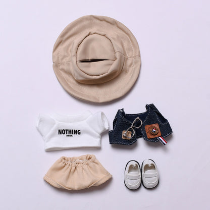 Handmade Labubu set can be paired with Labubu V1 Macaron and V2 seats denim vest glasses set Labubu doll clothing replacement (excluding dolls)