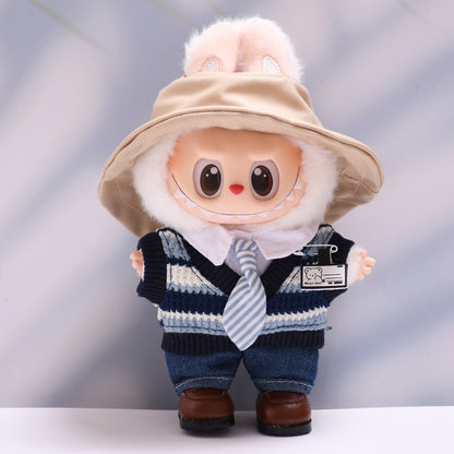 Handmade Labubu set can be paired with Labubu V1 Macaron and V2 seat accessories blue cool student uniform set Labubu doll outfit (excluding dolls)