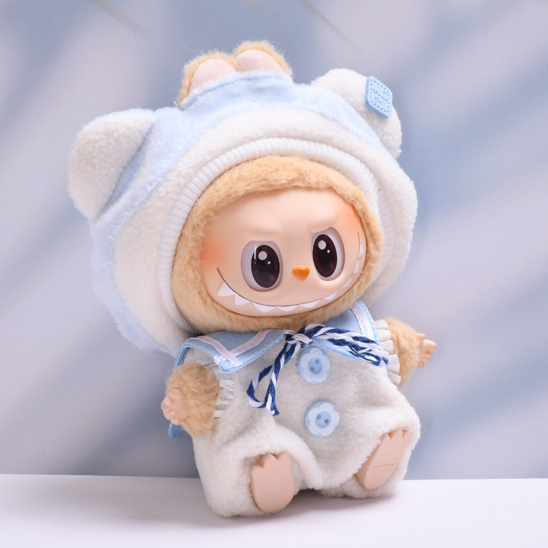 Handmade Labubu set can be paired with Labubu V1 Macaron and V2 seat accessories blue teddy bear hat set Labubu plush doll outfit (excluding dolls)