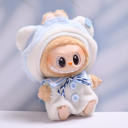 Handmade Labubu set can be paired with Labubu V1 Macaron and V2 seat accessories blue teddy bear hat set Labubu plush doll outfit (excluding dolls)