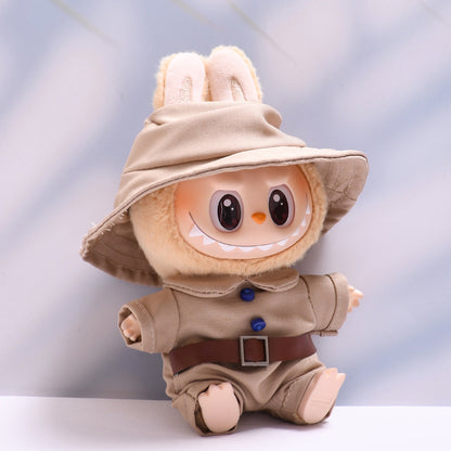 Handmade Labubu set can be paired with Labubu V1 Macaron and V2 seats khaki workwear jumpsuit labubu dress change for children (excluding dolls)