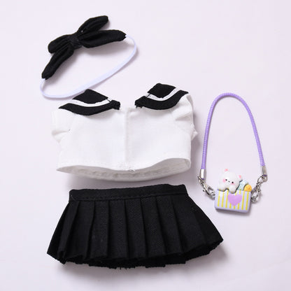 Handmade Labubu set can be paired with Labubu V1 Macaron and V2 seats black sailor JK skirt set Labubu doll outfit (excluding dolls)