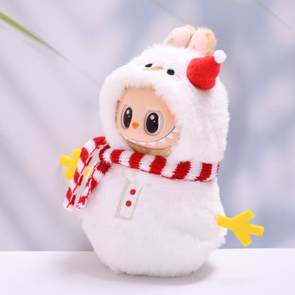 Handmade Labubu set can be paired with Labubu V1 Macaron and V2 seats The second-generation seat is made of canvas fabric and can be worn with Labubu vinyl pendants children's clothing snowman jumpsuit (excluding dolls)