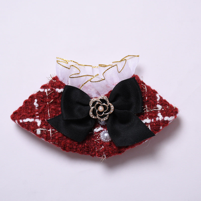 Handmade Labubu set can be paired with Labubu V1 Macaron and V2 seats 17cm canvas pendant clothes red small fragrant style shawl cape vinyl Labubu baby clothes (excluding dolls)