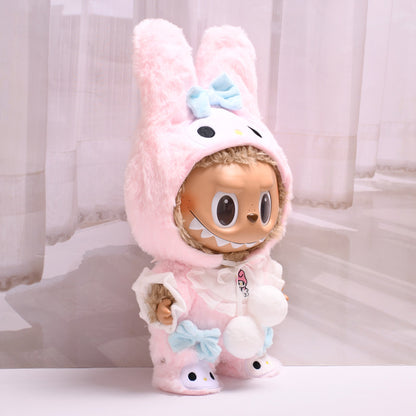 Handmade Labubu set can be paired with Labubu V1 Macaron and V2 seats with a 38cm stretch cloth for changing clothes Meileti jumpsuit set LABUBU for changing into plush baby clothes (excluding dolls)