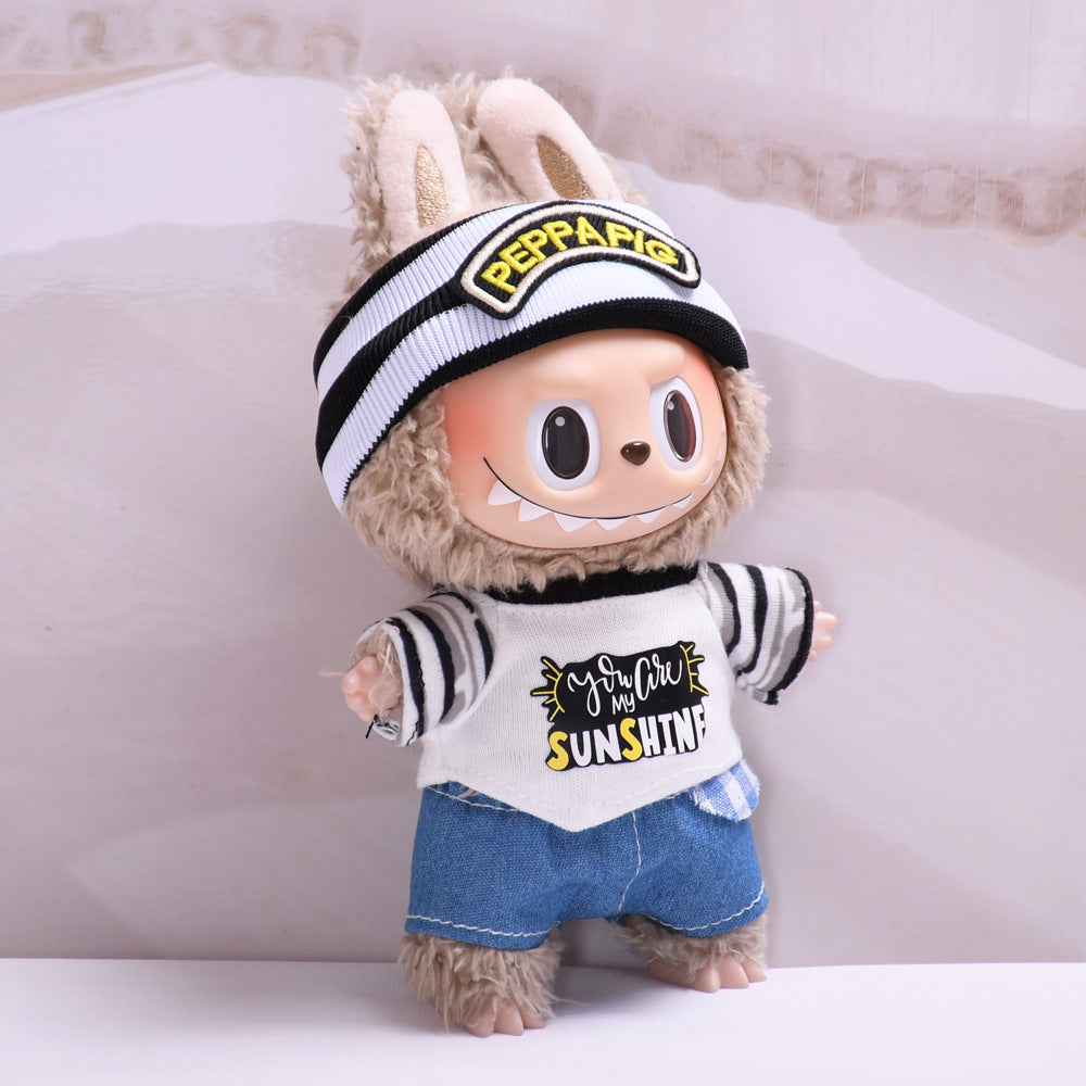 Handmade Labubu set can be paired with Labubu V1 Macaron and V2 seat sports trend shirt set vinyl LABUBU baby clothing replacement (excluding dolls)