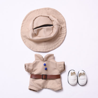 Handmade Labubu set can be paired with Labubu V1 Macaron and V2 seats khaki workwear jumpsuit labubu dress change for children (excluding dolls)