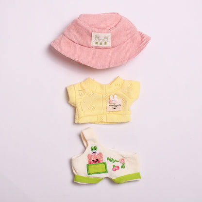 Handmade Labubu set can be paired with Labubu V1 Macaron and V2 seats with blind box 17cm canvas pendant clothes cute cartoon overalls set labubu baby clothes cute (except dolls)