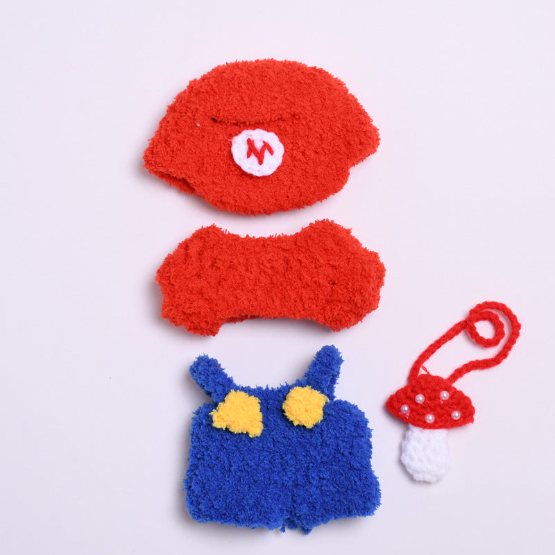 Handmade Labubu set can be paired with Labubu V1 Macaron and V2 seats with knitted plush Mario Labubu cute baby clothes (excluding dolls)