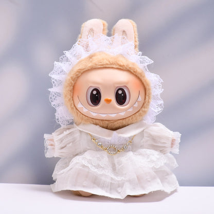 Handmade Labubu set can be paired with Labubu V1 Macaron and V2 seats with white lace dress set and Labubu doll outfit (excluding dolls)