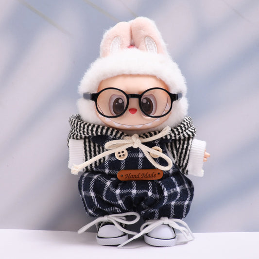 Handmade Labubu set can be paired with Labubu V1 Macaron and V2 seats Haige overalls hooded suit Labubu baby clothes (excluding dolls)