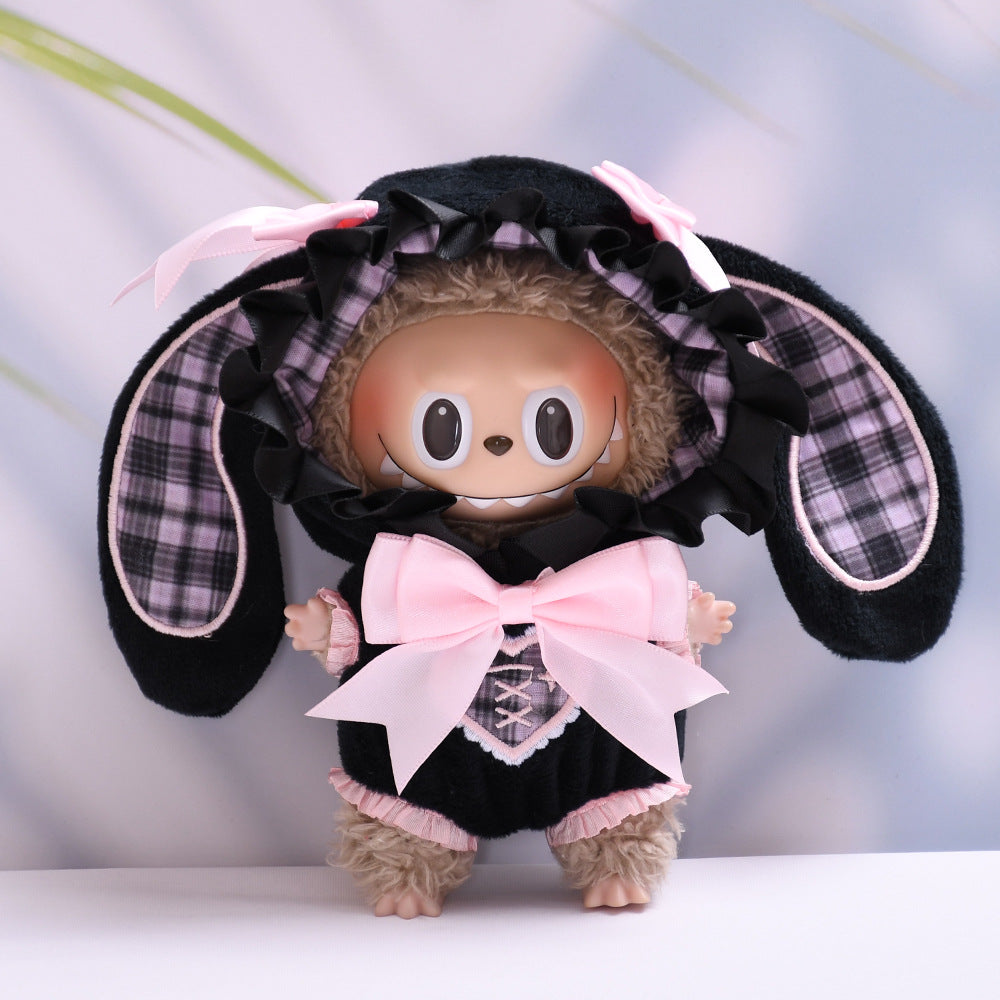 Handmade Labubu set can be paired with Labubu V1 Macaron and V2 seats blind box Labubu pendant clothes rabbit ear hooded clothes Labubu doll clothes cute (excluding dolls)