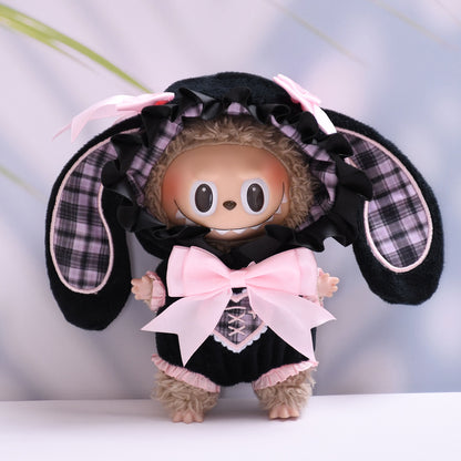 Handmade Labubu set can be paired with Labubu V1 Macaron and V2 seats blind box Labubu pendant clothes rabbit ear hooded clothes Labubu doll clothes cute (excluding dolls)