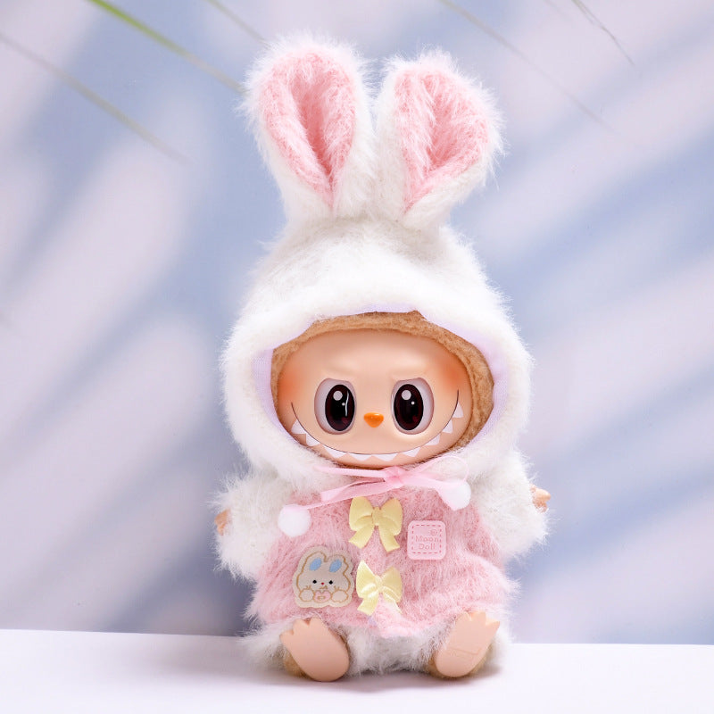 Handmade Labubu set can be paired with Labubu V1 Macaron and V2 seat rabbit ear fur set Labubu plush doll clothing replacement (excluding dolls)