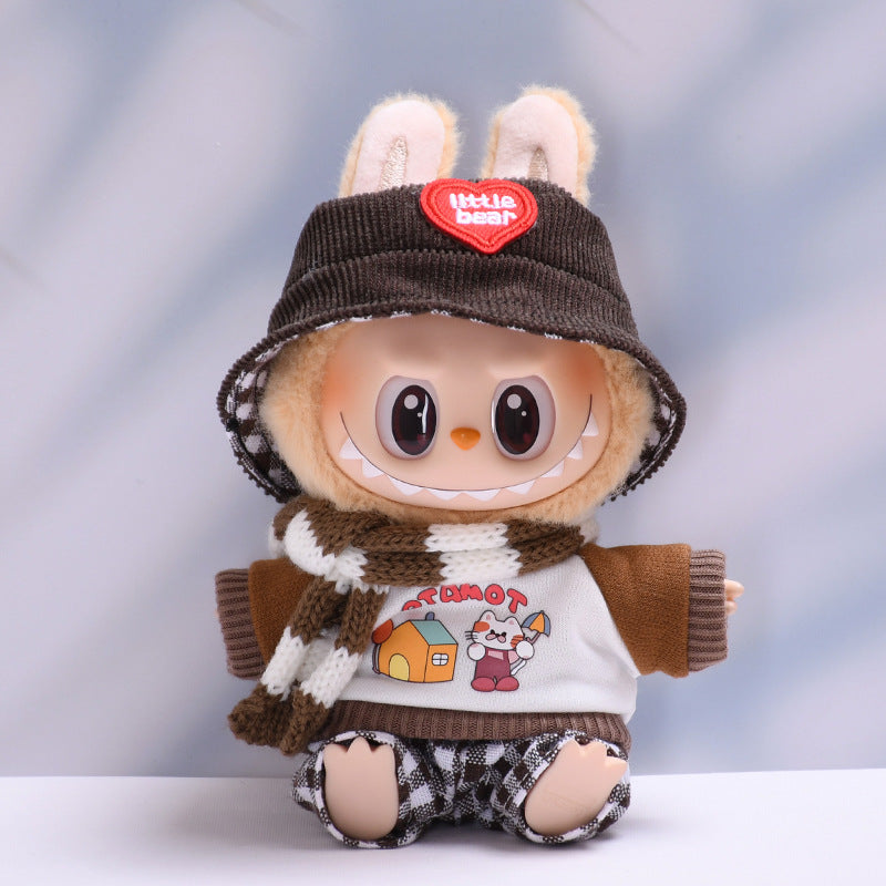 Handmade Labubu set can be paired with Labubu V1 Macaron and V2 seats including cat brown cat scarf set and Labubu doll outfit (excluding dolls)