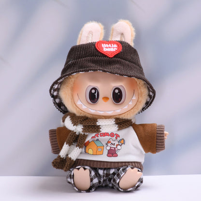 Handmade Labubu set can be paired with Labubu V1 Macaron and V2 seats including cat brown cat scarf set and Labubu doll outfit (excluding dolls)
