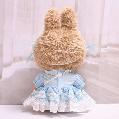 Handmade Labubu set can be paired with Labubu V1 Macaron and V2 seats 38cm canvas clothes Labubu vinyl doll doll clothes cute blue Lolita dress (excluding dolls)