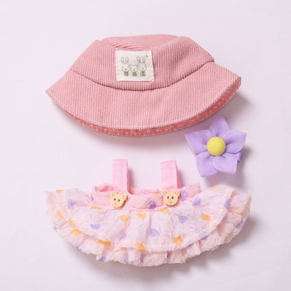 Handmade Labubu set can be paired with Labubu V1 Macaron and V2 seats with a fluffy gauze skirt and hat set and a rag cloth dressing for children (excluding dolls)