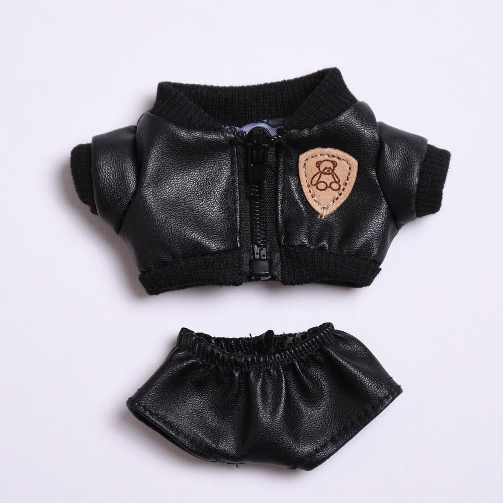 Handmade Labubu set can be paired with Labubu V1 Macaron and V2 seats black jacket leather pants LABUBU cool baby clothes (excluding dolls)