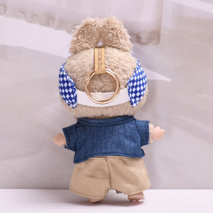 Handmade Labubu set can be paired with Labubu V1 Macaron and V2 seats with denim lapel jacket three piece set Labubu baby clothes (excluding dolls)