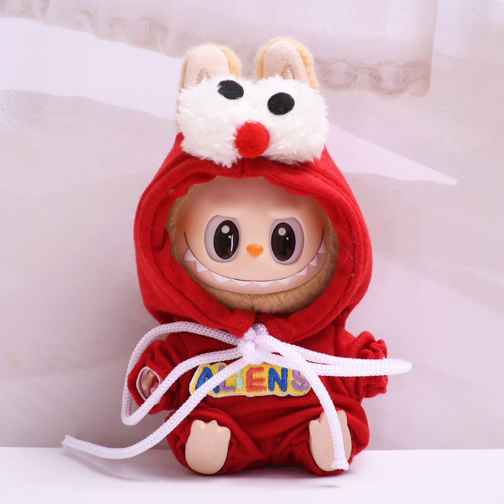 Handmade Labubu set can be paired with Labubu V1 Macaron and V2 seats blind box 17cm canvas pendant clothes big eyed monster jumpsuit as a substitute for vinyl Labubu baby clothes (excluding dolls)