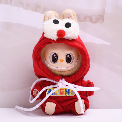 Handmade Labubu set can be paired with Labubu V1 Macaron and V2 seats blind box 17cm canvas pendant clothes big eyed monster jumpsuit as a substitute for vinyl Labubu baby clothes (excluding dolls)