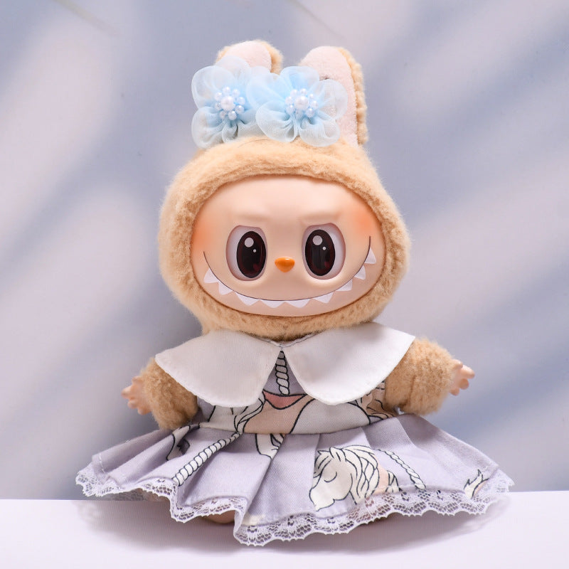 Handmade Labubu set can be paired with Labubu V1 Macaron and V2 seats with a ponytail purple dress set and Labubu doll outfit (excluding dolls)