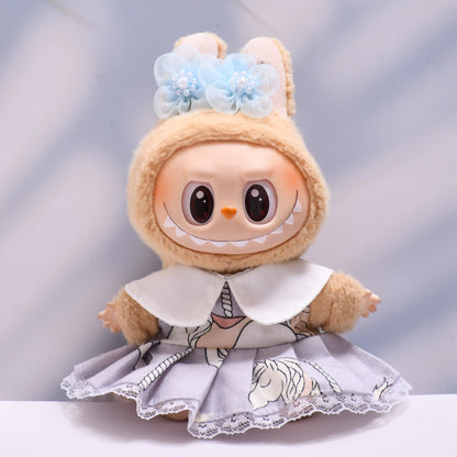 Handmade Labubu set can be paired with Labubu V1 Macaron and V2 seats with a ponytail purple dress set and Labubu doll outfit (excluding dolls)