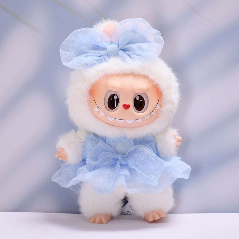 Handmade Labubu set can be paired with Labubu V1 Macaron and V2 seats with bow dresses and cute baby clothes made of canvas (excluding dolls)