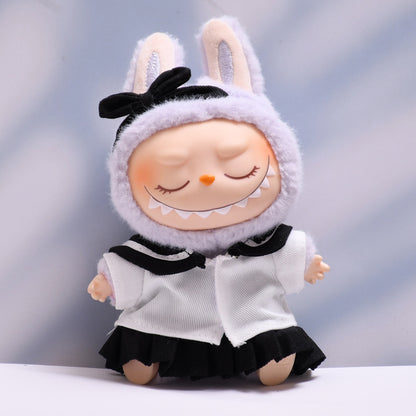 Handmade Labubu set can be paired with Labubu V1 Macaron and V2 seats black sailor JK skirt set Labubu doll outfit (excluding dolls)