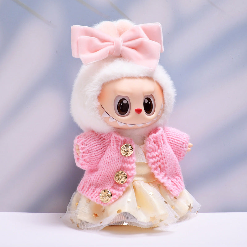 Handmade Labubu set can be paired with Labubu V1 Macaron and V2 seat pendants Labubu clothes gold powder yarn cardigans skirts Labubu doll outfits (excluding dolls)