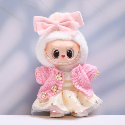 Handmade Labubu set can be paired with Labubu V1 Macaron and V2 seat pendants Labubu clothes gold powder yarn cardigans skirts Labubu doll outfits (excluding dolls)